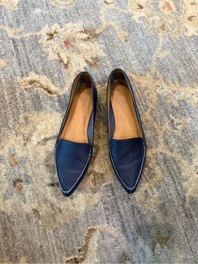 J. Crew Navy Pointed Leather Loafers size 8